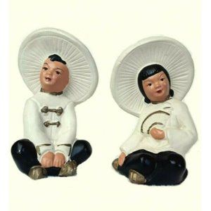 VINTAGE ASIAN SHELF SITTER CHALKWARE FIGURINES